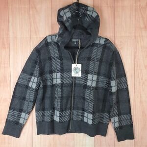 Toad&Co Heartfelt Sweater Womens Large Multicolor Plaid Wool Full Zip Hooded